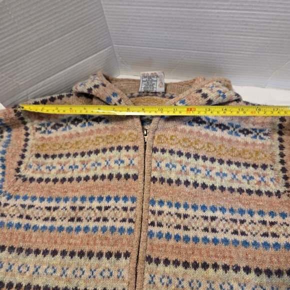 "Jamieson's Scottish Shetland Fair Isle Hoodie Crewneck Sweater Sz XL Pink Wool - Picture 7 of 9